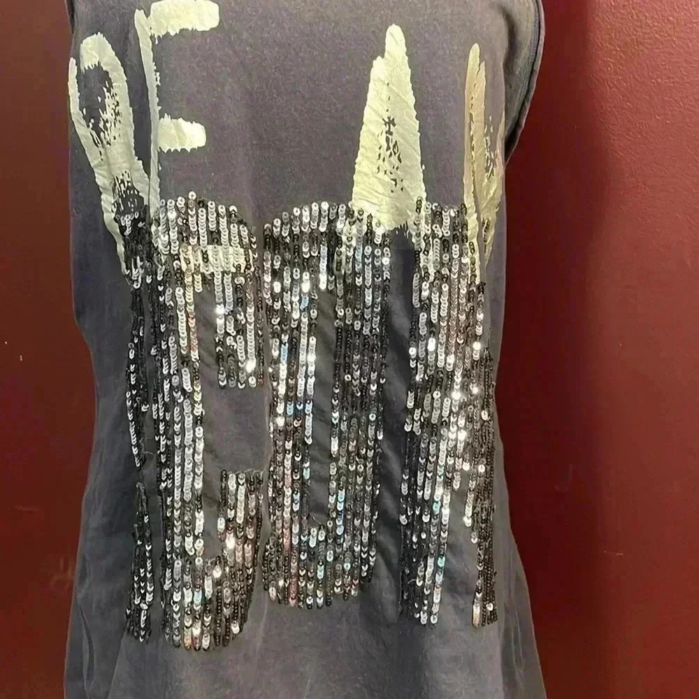 Authentic Icon Sequined & Distressed Tank Size L - Picture 2 of 9